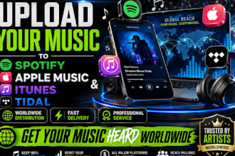 upload your music to spotify, itunes, tidal,apple etc