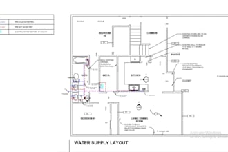 devise plumbing layout plan for building water supply system, mep drawing design