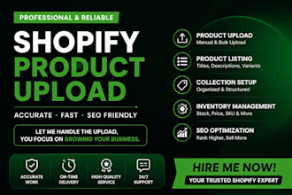 upload products to shopify store add product listings and optimized description