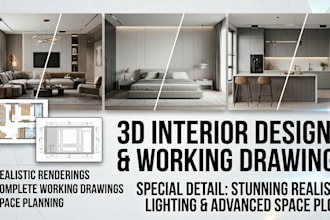 design realistic 3d house interior rendering and cinematic walkthrough animation