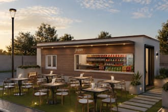 design modern supermarket and coffee shop interiors in 3d