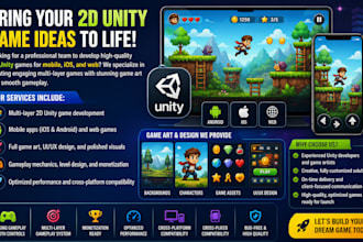 create multilayer 2d unity game development for ios ,mobile app and web game art