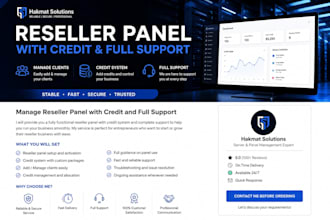 provide reseller panel with credit and full support
