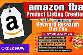 amazon fba product listing creation SEO optimization keyword research flat file