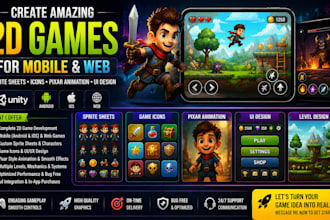 create 2d video game mobile game spirit sheet icon pixar animation ui design