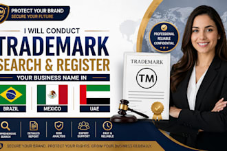 conduct trademark search and register your business in brazil, mexico and uae