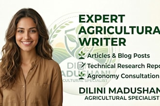 agriculture consulting, technical research writing, data analysis