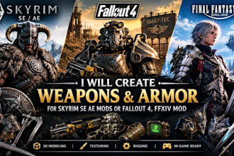 create weapons, armor for skyrim se ae mods or fallout 4, ffxiv mod