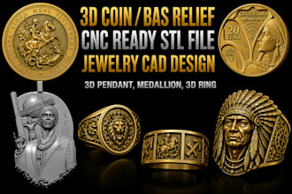 sculpt custom 3d coin bas relief jewelry cnc medallion ring pendant stl model