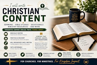 write christian content, sermons, bible studies, devotionals, ministry content