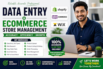 professional data entry, ecommerce store management
