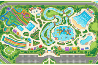 design theme park maps, attraction amusement maps, visitor experience maps