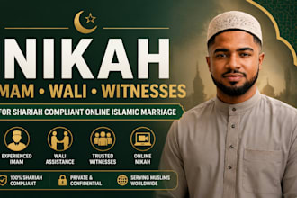 provide nikah imam wali witnesses for shariah compliant online islamic marriage