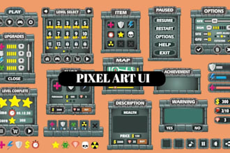 pixelart ui game hud health bar menu screen button user kit 2d icon video game