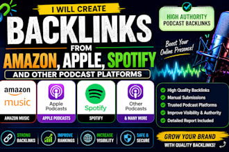 create backlinks from amazon, apple, spotify, and other podcasts