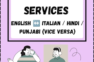 translate english to italian, hindi, or punjabi accurately