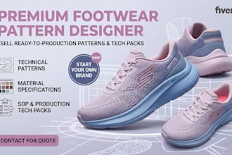 create factory ready footwear patterns and  tech packs