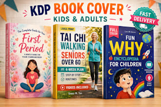create amazon KDP ebook, cover art and paperback book covers for kids and adults