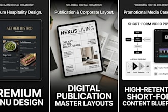design premium digital menus, magazines, and business layouts