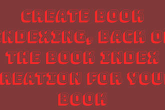 create book indexing, back of the book index creation for your book
