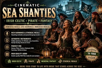 compose sea shanty, irish celtic, medieval fantasy, ethereal vocals, pirate song