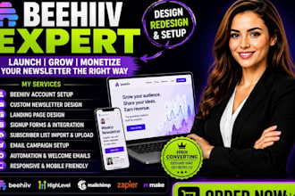 setup beehiiv newsletter template beehiiv landing page design and beehiv account