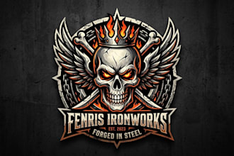 design a bold and striking skull logo for your brand