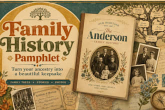 create a creatively designed family history pamphlet