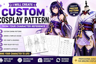 create custom cosplay sewing patterns from your character reference