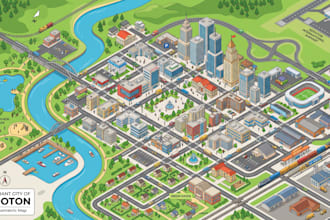 create professional isometric maps, interactive maps and vector map illustration