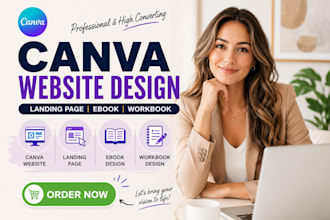 design canva website, canva landing page, canva ebook and workbook