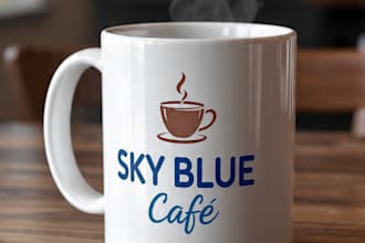 design modern cafe coffee shop logo with mockups