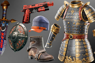 create 3d weapon model skins armor outfits props and fps game assets