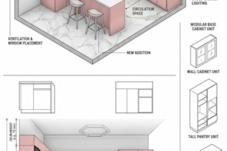 create photorealistic 3d kitchen and bathroom interior design