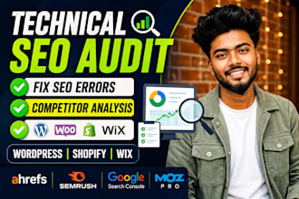 fix SEO issues and analyze competitors for wordpress shopify wix