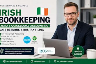 irish bookkeeping, xero,quickbooks accounting, vat3 returns, and ros tax filing