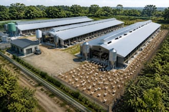 design 3d poultry farm, chicken house, and broiler farm layout
