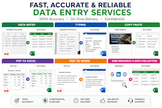 fast and accurate data entry typing copy paste PDF to word PDF to excel