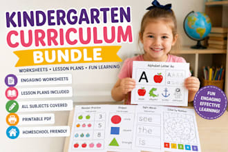 design custom kindergarten curriculum and printable worksheets
