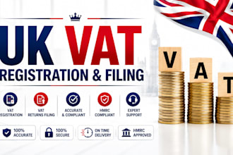 handle your UK vat registration, filing, bookkeeping, corporation tax ct600 hmrc