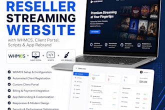 automate reseller streaming website with whmcs app rebrand client portal scripts