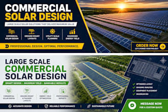 design large scale commercial solar pv systems and solar farm layouts