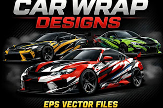 design sports car wrap, racing car wrap and livery wrap with print ready files