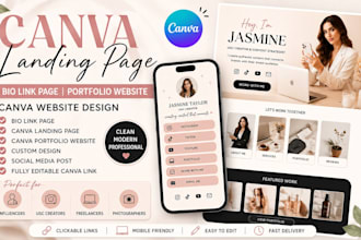 canva link in bio page, canva landing page, portfolio website or canva website