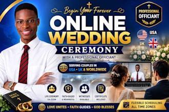 be your online pastor for christian wedding ceremonies in USA UK and worldwide