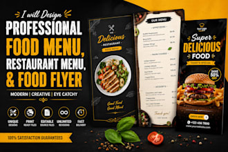 design professional food menu, restaurant menu, food flyer