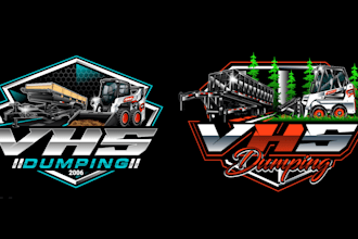 design amazing wonderful skid steer and dump trailer logo with in 1 day