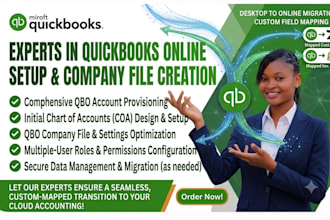 setup quickbooks online qbo initial chart accounts company file creation user
