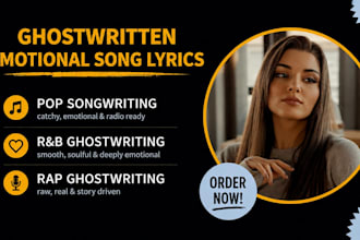 ghostwrite emotional rap, pop and rb song lyrics