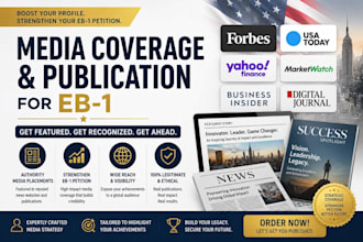 write and publish media article coverage and pr on new usa outlets for eb1 o1